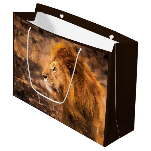 Lion Painting Golden King Art Groot Cadeauzakje (Voorkant Gekanteld)