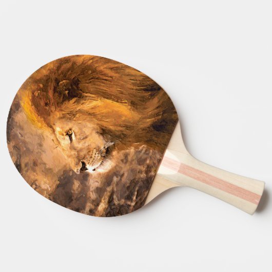 Lion Painting Golden King Art Tafeltennisbatje (Zijkant)