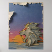 Lion Paper Cut Art Poster - Fierce 3D Animal Wall (Voorkant)