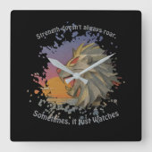 Lion Papercut Square Wall Clock Vierkante Klok (Voorkant)