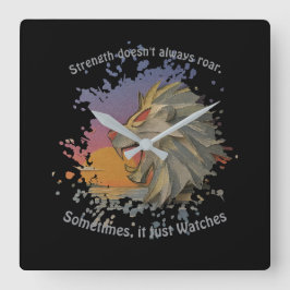 Lion Papercut Square Wall Clock Vierkante Klok