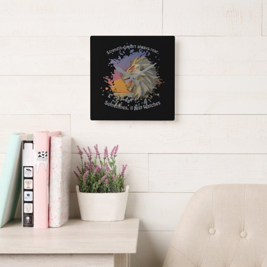 Lion Papercut Square Wall Clock Vierkante Klok (Leeskamer)