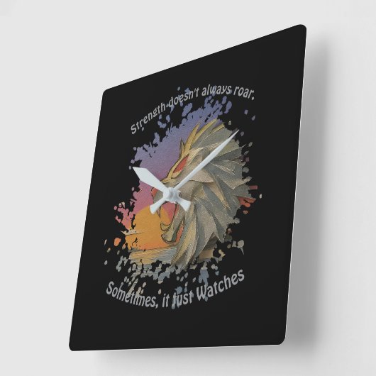 Lion Papercut Square Wall Clock Vierkante Klok (Hoek)