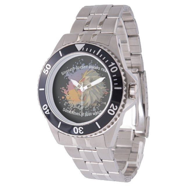 Lion Papercut Stainless Steel Watch Horloge (Gekanteld)