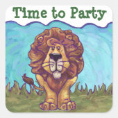 Lion Party Center Vierkante Sticker (Voorkant)