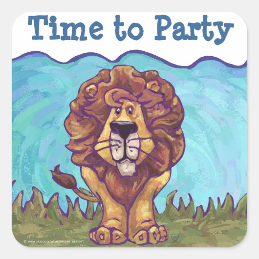 Lion Party Center Vierkante Sticker (Voorkant)