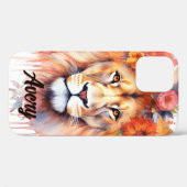 Lion Pastel Flowers Safari Waterverf Savannah Cat Case-Mate iPhone Case (Achterkant (horizontaal))