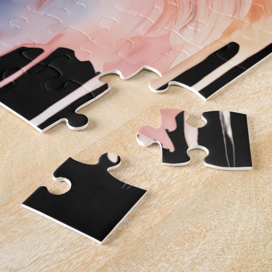 Lion Pastel Flowers Safari Waterverf Savannah Cat Legpuzzel (Zijkant)