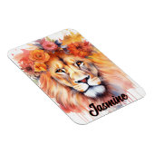 Lion Pastel Flowers Safari Waterverf Savannah Cat Magneet (Rechterzijde)