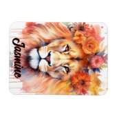 Lion Pastel Flowers Safari Waterverf Savannah Cat Magneet (Horizontaal)