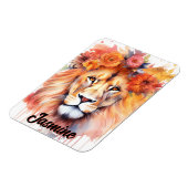 Lion Pastel Flowers Safari Waterverf Savannah Cat Magneet (Linkerzijde)