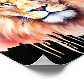 Lion Pastel Flowers Safari Waterverf Savannah Cat Poster (Hoek)