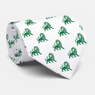 Lion Pattern - Bos Groen op Wit Stropdas
