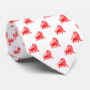 Lion Pattern - Rood op Wit Stropdas