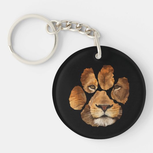 Lion Paw Print Animal Sleutelhanger (Voorkant)