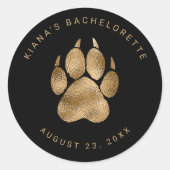 Lion Pawprint Bachelorette Zwart Goud ID1148 Ronde Sticker (Voorkant)