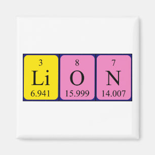Lion periodieke table name magnet