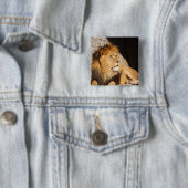 Lion Photo Square Pin Vierkante Button 5,1 Cm (In situ)