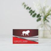 Lion-pictogram | Rood metallic achtergrond Visitekaartje (Staand voorkant)