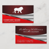 Lion-pictogram | Rood metallic achtergrond Visitekaartje (Voorkant / Achterkant)