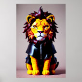 Lion plush speelgoed in zwarte doeken | AI Art. Poster (Voorkant)