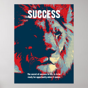 Lion Pop Art Success Quote Inspirerend Poster