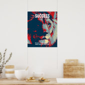 Lion Pop Art Success Quote Inspirerend Poster (Keuken)
