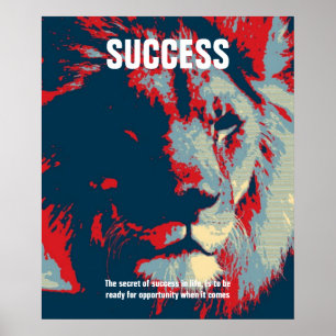 Lion Pop Art Success Quote Inspirerend Poster