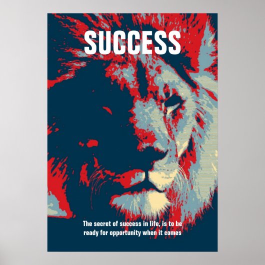 Lion Pop Art Success Quote Inspirerend Poster (Voorkant)