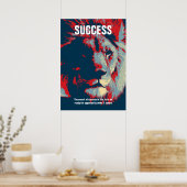 Lion Pop Art Success Quote Inspirerend Poster (Keuken)