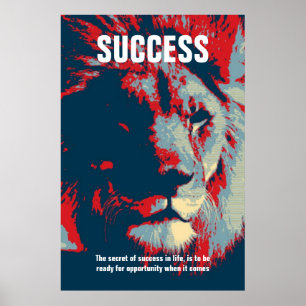 Lion Pop Art Success Quote Inspirerend Poster