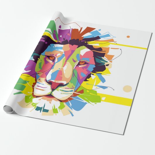 Lion pop kunst cadeaupapier (Uitgerold)