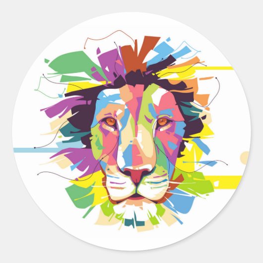 Lion pop kunst ronde sticker (Voorkant)
