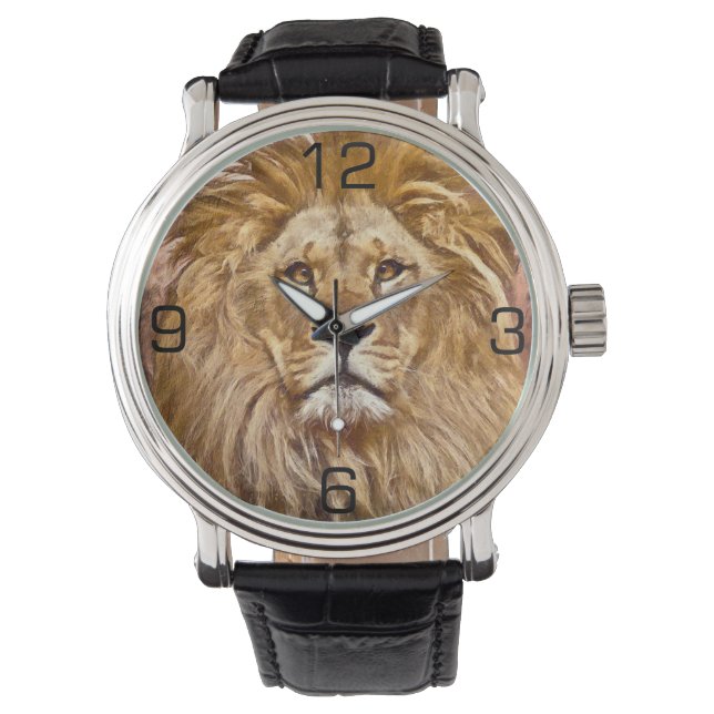 Lion Portrait Art Painting Horloge (Voorkant)