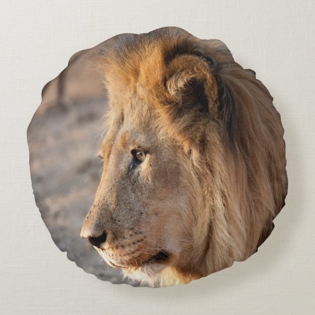 Lion Portrait Rond Kussen (Achterkant)