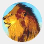 Lion Portrait Ronde Sticker (Voorkant)