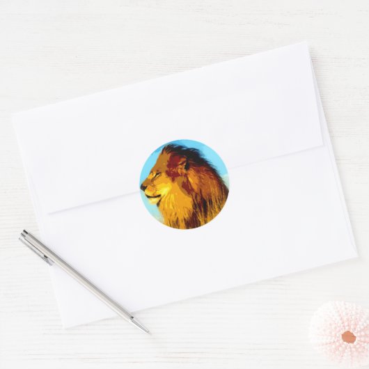 Lion Portrait Ronde Sticker (Envelop)