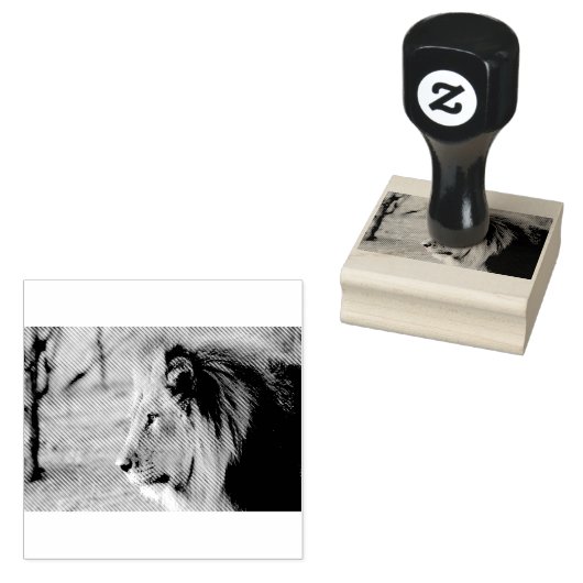 Lion Portrait Rubberstempel (Gestempeld)