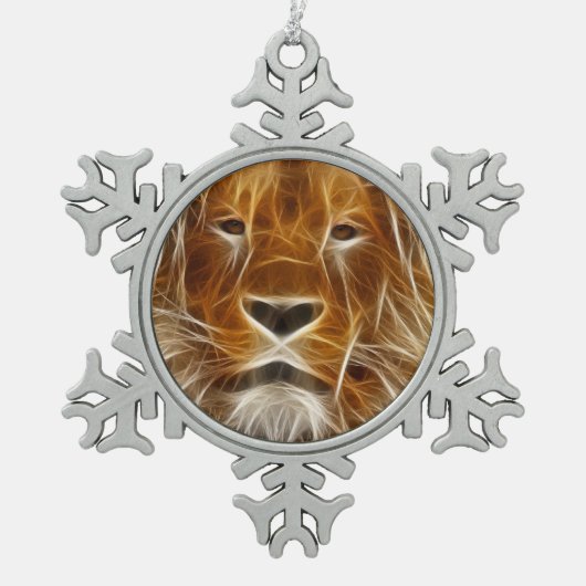 Lion Portrait Tin Sneeuwvlok Ornament (Voorkant)