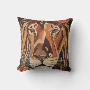 Lion-portret in Geometrische kunststijl Kussen
