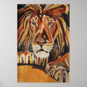 Lion-portret in Geometrische kunststijl Poster (Voorkant)