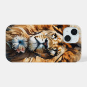 Lion portret iPhone 15 case (Achterkant horizontaal)