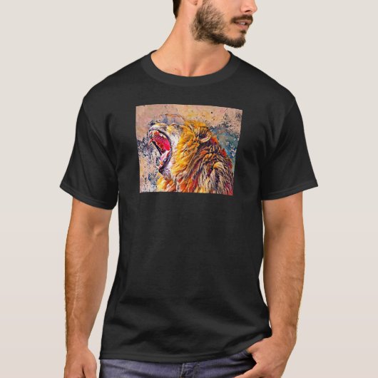 Lion Portret Lion Roaring Male L T-shirt (Voorkant)