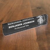 Lion Portret op zwart Naambordje (Zijkant)