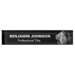 Lion Portret op zwart Naambordje