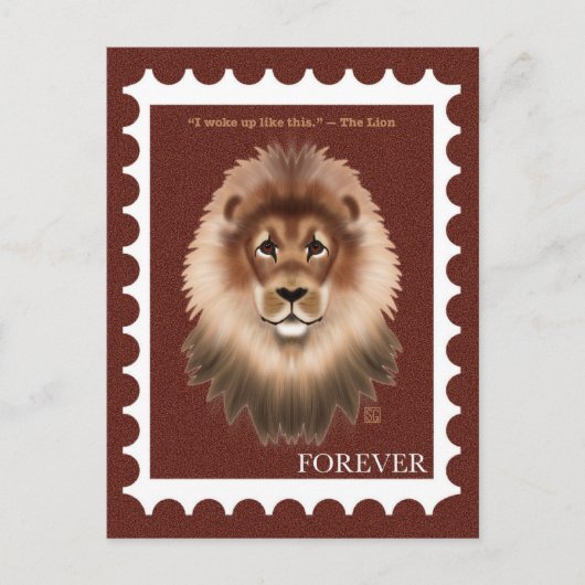 Lion Postage Stamp Postcards Feestdagenkaart (Voorkant)