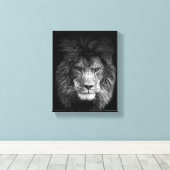 Lion Poster Löwe Leinwand BLACK Canvas Afdruk (Insitu (Houten vloer))