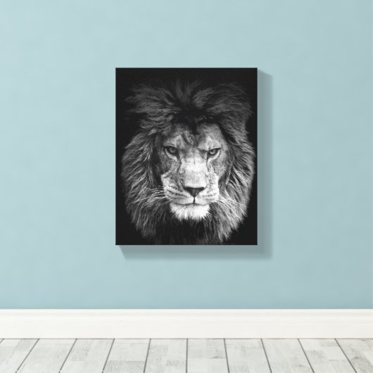 Lion Poster Löwe Leinwand BLACK Canvas Afdruk (Insitu (Houten vloer))