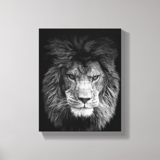 Lion Poster Löwe Leinwand BLACK Canvas Afdruk (Voorkant)