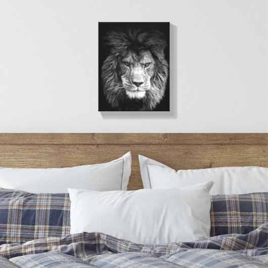 Lion Poster Löwe Leinwand BLACK Canvas Afdruk (Insitu (Slaapkamer))